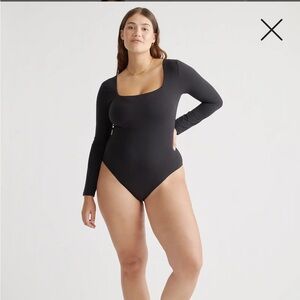 Quince Second Skin Square Neck Long Sleeve Body Suit Size S